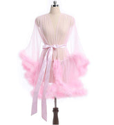 Short Pink Marabou Fur Edge Robe RB1332